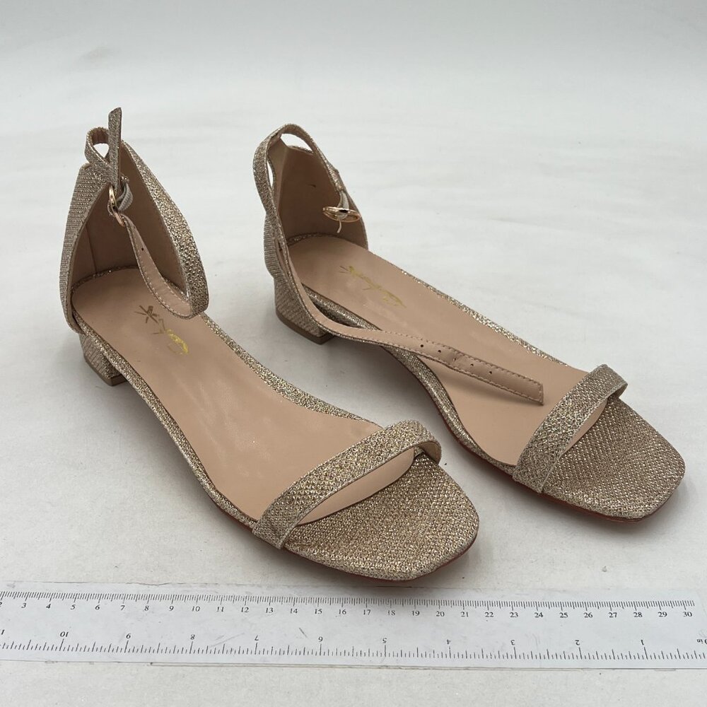 XYD Tan Sandals Low Heels Dress Pump Ankle Strap Open Toe Shoes